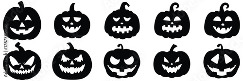 Halloween pumpkin silhouette set