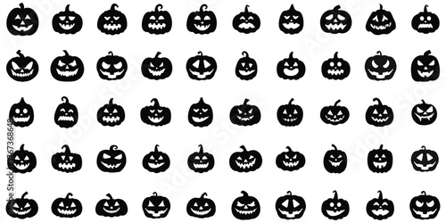 Halloween pumpkin silhouette set