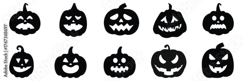 Halloween pumpkin silhouette set
