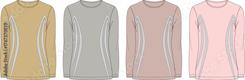 Four Long Sleeve Shirt Mockups in Varying Colors for Apparel Design