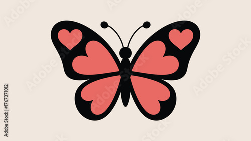 Charming pink butterfly with heart-shaped wing patterns brings a touch of whimsical romance and gentle beauty to any design project.