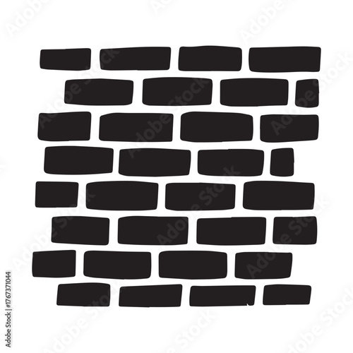  Brick wall icon silhouette on white background.