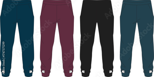 Colorful Track Pants Grouping Illustration for Activewear Design