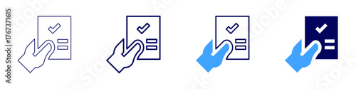 Approval flow icon in 4 different styles. Thin Line, Line, Bold Line, Duotone. Duotone style. Editable stroke