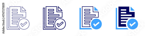 Invoice approval icon in 4 different styles. Thin Line, Line, Bold Line, Duotone. Duotone style. Editable stroke