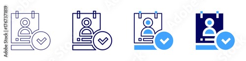 Form approval icon in 4 different styles. Thin Line, Line, Bold Line, Duotone. Duotone style. Editable stroke