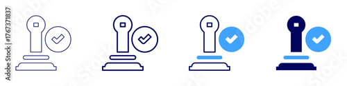 Loan approval icon in 4 different styles. Thin Line, Line, Bold Line, Duotone. Duotone style. Editable stroke