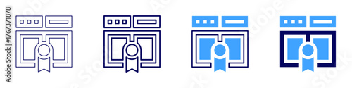 Project approval icon in 4 different styles. Thin Line, Line, Bold Line, Duotone. Duotone style. Editable stroke