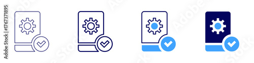 Record approval icon in 4 different styles. Thin Line, Line, Bold Line, Duotone. Duotone style. Editable stroke