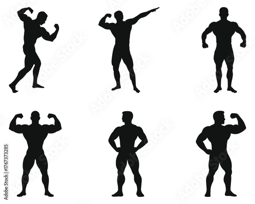 Male Bodybuilder Silhouette Set