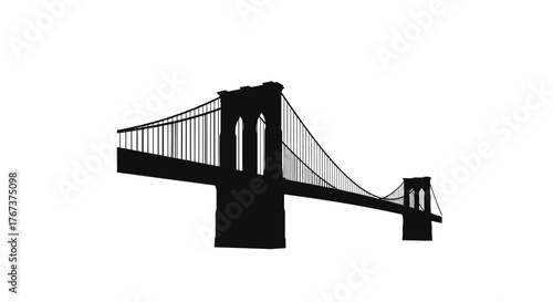 Striking Silhouette Depiction of the Iconic Brooklyn Bridge Architectural Marvel