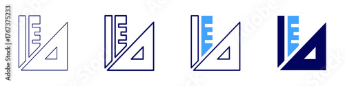Measure angle icon in 4 different styles. Thin Line, Line, Bold Line, Duotone. Duotone style. Editable stroke