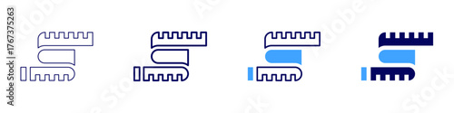 Measure bandwidth icon in 4 different styles. Thin Line, Line, Bold Line, Duotone. Duotone style. Editable stroke