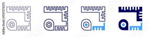 Measure benchmark icon in 4 different styles. Thin Line, Line, Bold Line, Duotone. Duotone style. Editable stroke