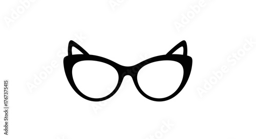 A pair of black cat-eye glasses sits on a white background, representing style and vision.