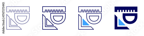 Measure error icon in 4 different styles. Thin Line, Line, Bold Line, Duotone. Duotone style. Editable stroke