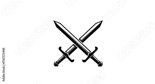Two crossed swords on a white background symbolize conflict, battle, or a historical duel.