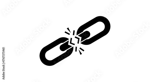 A broken chain link symbolizes a severed connection or a failed relationship.