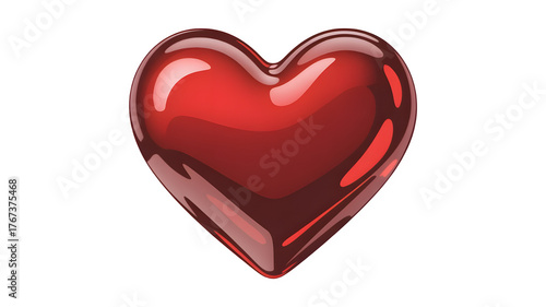 Lustrous Crimson Heart Icon - 3D Render on Transparent Background

