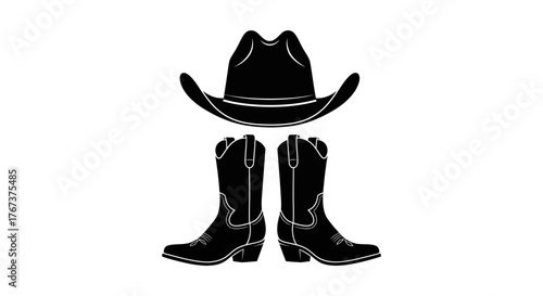 A stark silhouette capturing the essence of the American West cowboy culture and style