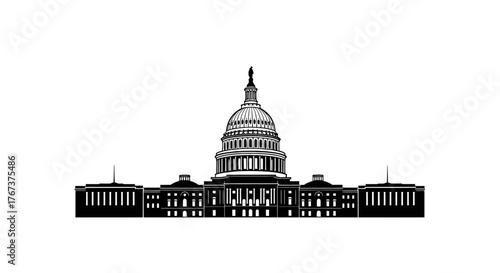United States Capitol Building Illustration Silhouette Washington DC Landmark Architecture