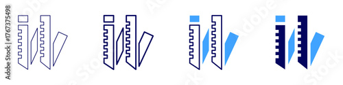 Measure flow icon in 4 different styles. Thin Line, Line, Bold Line, Duotone. Duotone style. Editable stroke