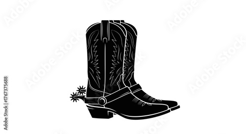 A pair of classic cowboy boots with spurs, symbolizing western culture and heritage