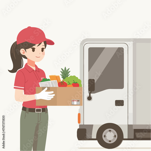 delivery girl with parcel