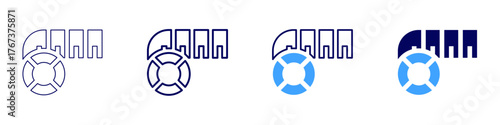Measure latency icon in 4 different styles. Thin Line, Line, Bold Line, Duotone. Duotone style. Editable stroke