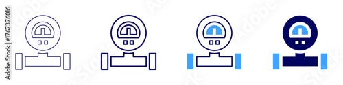 Measure pressure icon in 4 different styles. Thin Line, Line, Bold Line, Duotone. Duotone style. Editable stroke