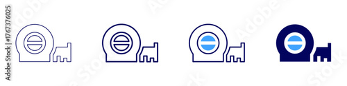 Measure position icon in 4 different styles. Thin Line, Line, Bold Line, Duotone. Duotone style. Editable stroke