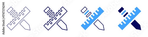 Measure standard icon in 4 different styles. Thin Line, Line, Bold Line, Duotone. Duotone style. Editable stroke