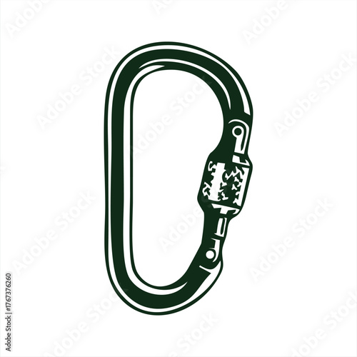 Climbing Carabiner Screw Lock Safety Gear Vector Illustration