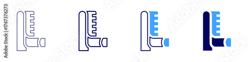 Measure tension icon in 4 different styles. Thin Line, Line, Bold Line, Duotone. Duotone style. Editable stroke