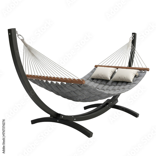 Hammock with pillows on black background view isolated illustration on transparent background