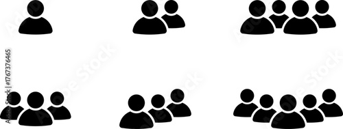 Solid icon group. People group icon set, persons, logo human, team icons, user profile symbol. Group of people or group of users. Persons symbol. Vector 