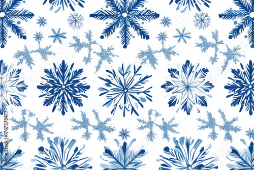 blue christmas snowflakes seamless pattern tile