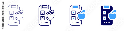 Recipe app icon in 4 different styles. Thin Line, Line, Bold Line, Duotone. Duotone style. Editable stroke
