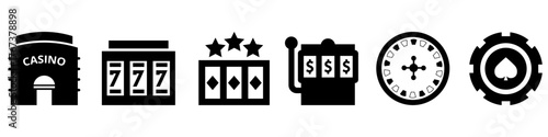 Casino vector icon set. gambling related illustration sign collection. roulette symbol. slot logo.