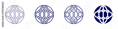 Global governance icon in 4 different styles. Thin Line, Line, Bold Line, Duotone. Duotone style. Editable stroke