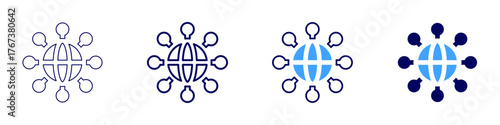 Global health icon in 4 different styles. Thin Line, Line, Bold Line, Duotone. Duotone style. Editable stroke