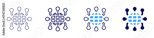 Global positioning icon in 4 different styles. Thin Line, Line, Bold Line, Duotone. Duotone style. Editable stroke