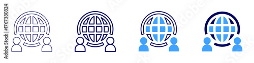 Global pollution icon in 4 different styles. Thin Line, Line, Bold Line, Duotone. Duotone style. Editable stroke
