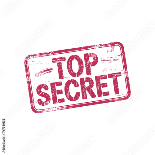 Vintage top secret rubber stamp grunge text message official classified document icon