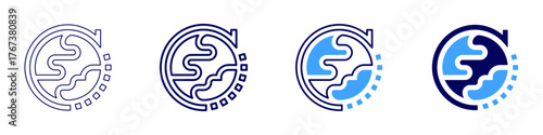 Global recycling icon in 4 different styles. Thin Line, Line, Bold Line, Duotone. Duotone style. Editable stroke