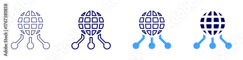 Global refugee icon in 4 different styles. Thin Line, Line, Bold Line, Duotone. Duotone style. Editable stroke