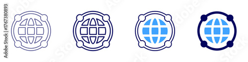 Global sourcing icon in 4 different styles. Thin Line, Line, Bold Line, Duotone. Duotone style. Editable stroke