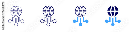 Global standard icon in 4 different styles. Thin Line, Line, Bold Line, Duotone. Duotone style. Editable stroke