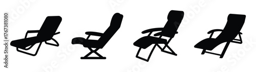 Collection of four black silhouette massage chairs in various reclining positions