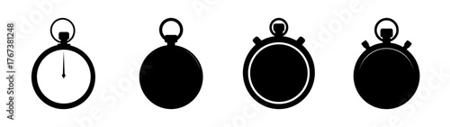Collection of stopwatch icons showing time measurement and countdown functionality